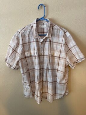 Lucky Brand Men’s Short-Sleeve Plaid Button-Down Shirt in Light Brown